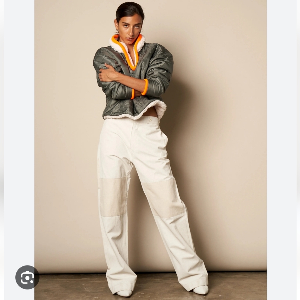 NWT$895 TRE Natalie Ratabesi Missy Two Tone Linen Cotton Trousers Wide Leg Pants - Picture 5 of 16